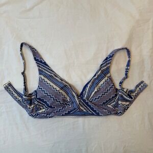 Sea Level Australia Bikini Top Padded Blue Patterned Swim Beach Size 10‎